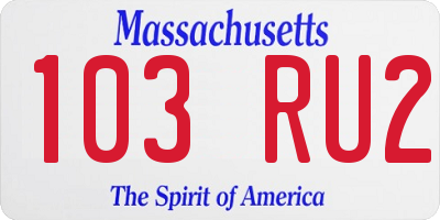 MA license plate 103RU2