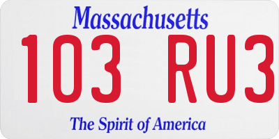 MA license plate 103RU3