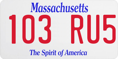 MA license plate 103RU5