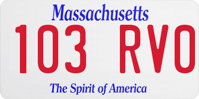 MA license plate 103RV0