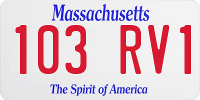 MA license plate 103RV1
