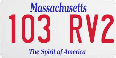 MA license plate 103RV2