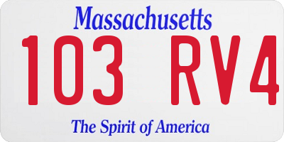 MA license plate 103RV4