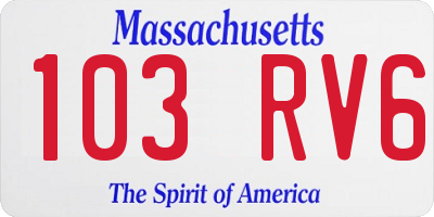 MA license plate 103RV6