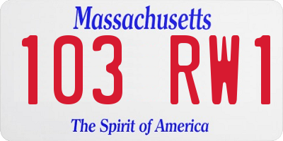 MA license plate 103RW1