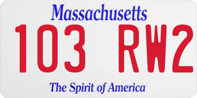 MA license plate 103RW2