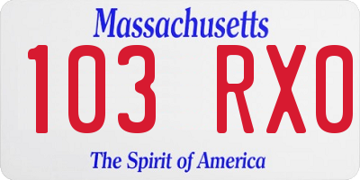 MA license plate 103RX0