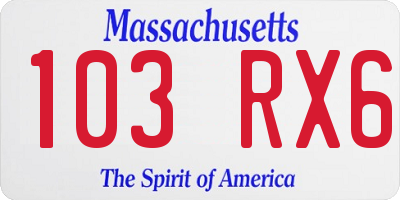 MA license plate 103RX6
