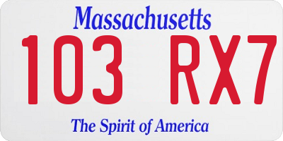 MA license plate 103RX7