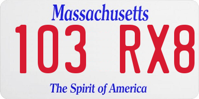 MA license plate 103RX8
