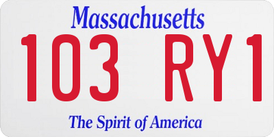 MA license plate 103RY1