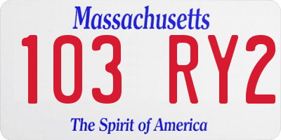 MA license plate 103RY2