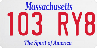 MA license plate 103RY8