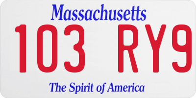 MA license plate 103RY9