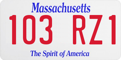 MA license plate 103RZ1
