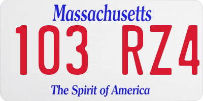 MA license plate 103RZ4