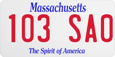 MA license plate 103SA0