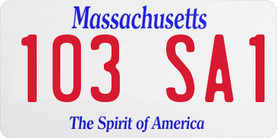 MA license plate 103SA1