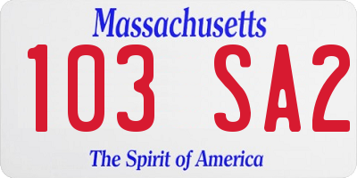 MA license plate 103SA2