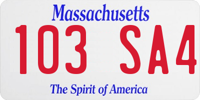MA license plate 103SA4