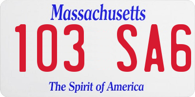 MA license plate 103SA6