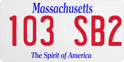MA license plate 103SB2