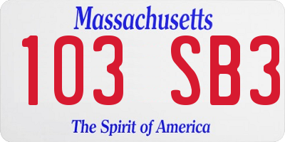 MA license plate 103SB3