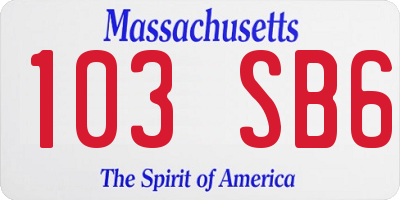 MA license plate 103SB6