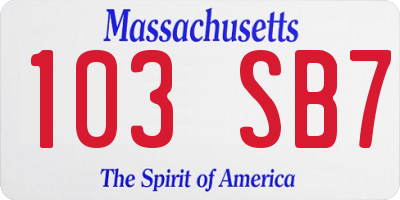 MA license plate 103SB7