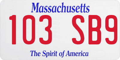 MA license plate 103SB9