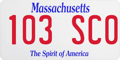 MA license plate 103SC0