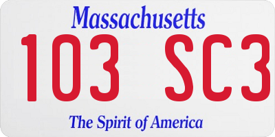 MA license plate 103SC3