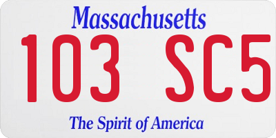 MA license plate 103SC5