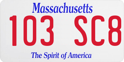 MA license plate 103SC8