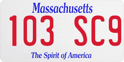 MA license plate 103SC9