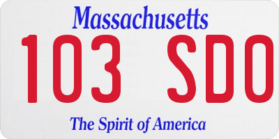 MA license plate 103SD0