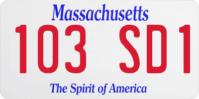 MA license plate 103SD1