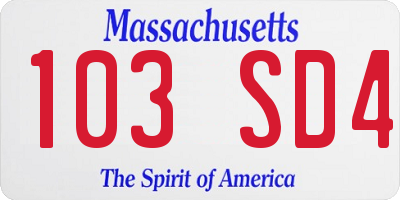 MA license plate 103SD4