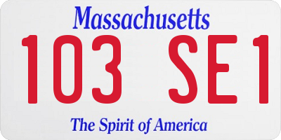 MA license plate 103SE1