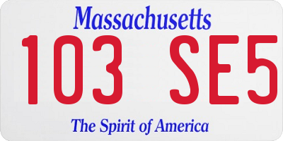 MA license plate 103SE5