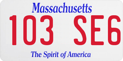 MA license plate 103SE6