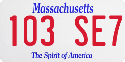 MA license plate 103SE7