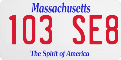 MA license plate 103SE8