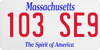 MA license plate 103SE9