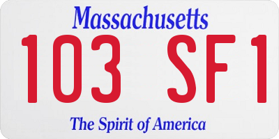 MA license plate 103SF1