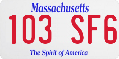 MA license plate 103SF6
