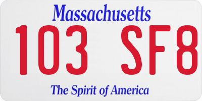 MA license plate 103SF8
