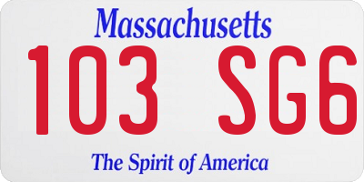 MA license plate 103SG6