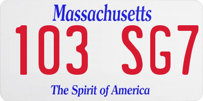 MA license plate 103SG7