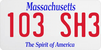 MA license plate 103SH3